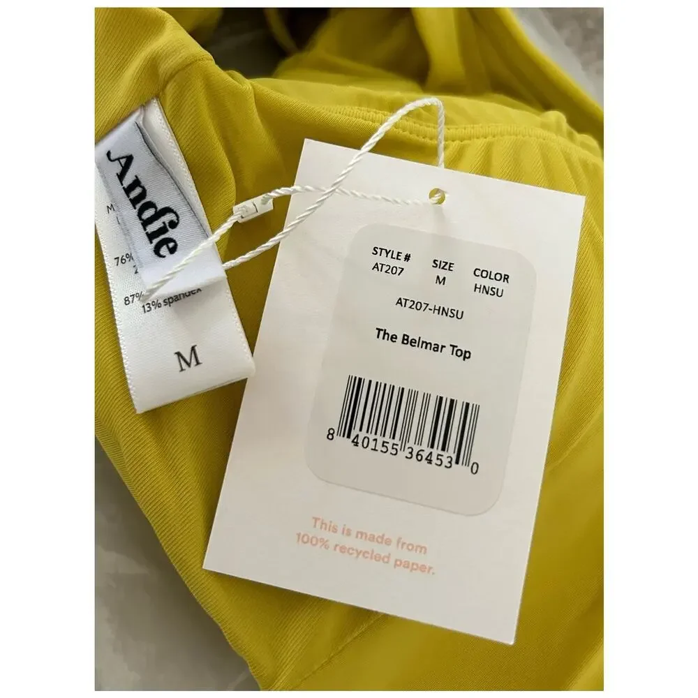 Andie Swim The Belmar Bikini Top Eco Nylon in Honeysuckle Yellow M NWT